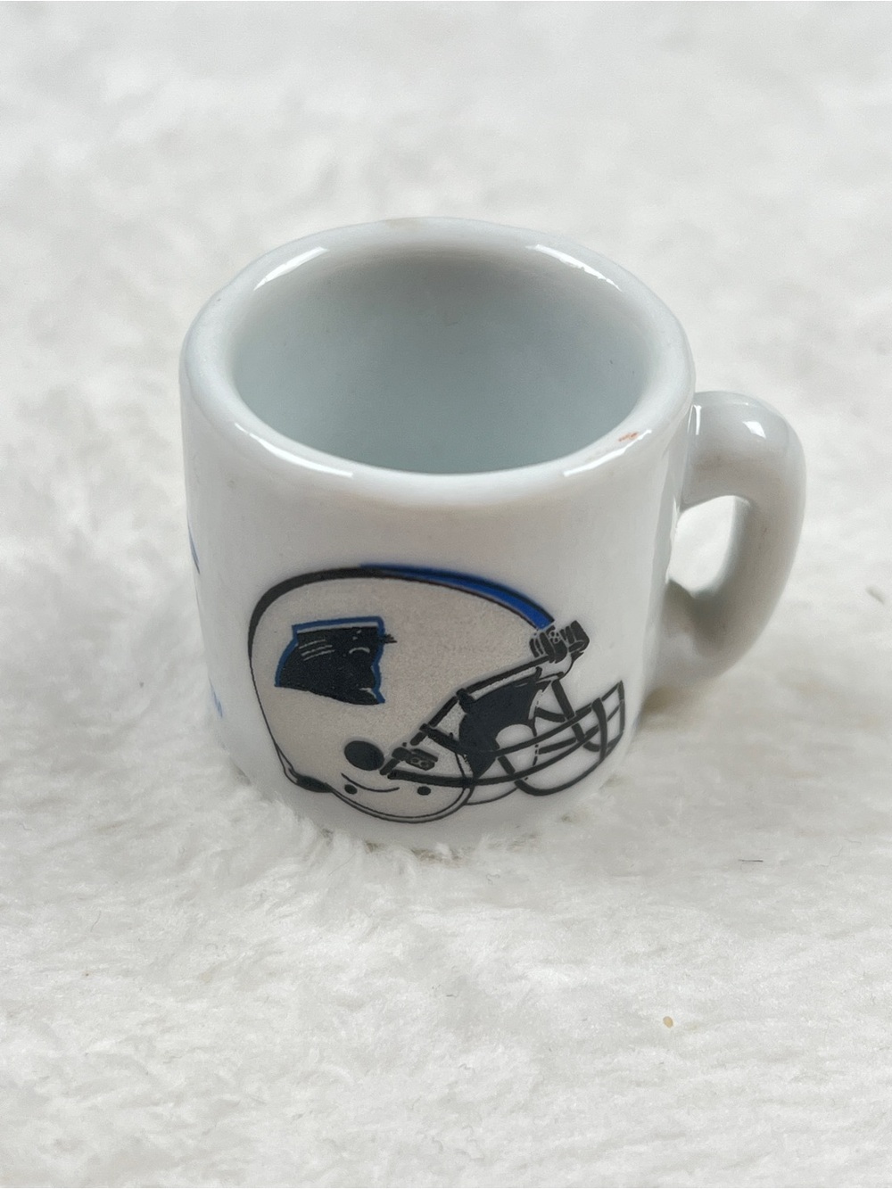 Vintage Carolina Panthers Mini Ceramic Mug Shot Glass Helmet Logo